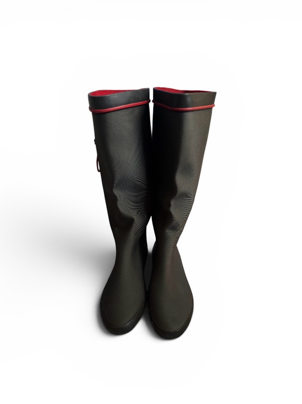 Henry Ferrera Black Tall Rain Boots with Red Trim